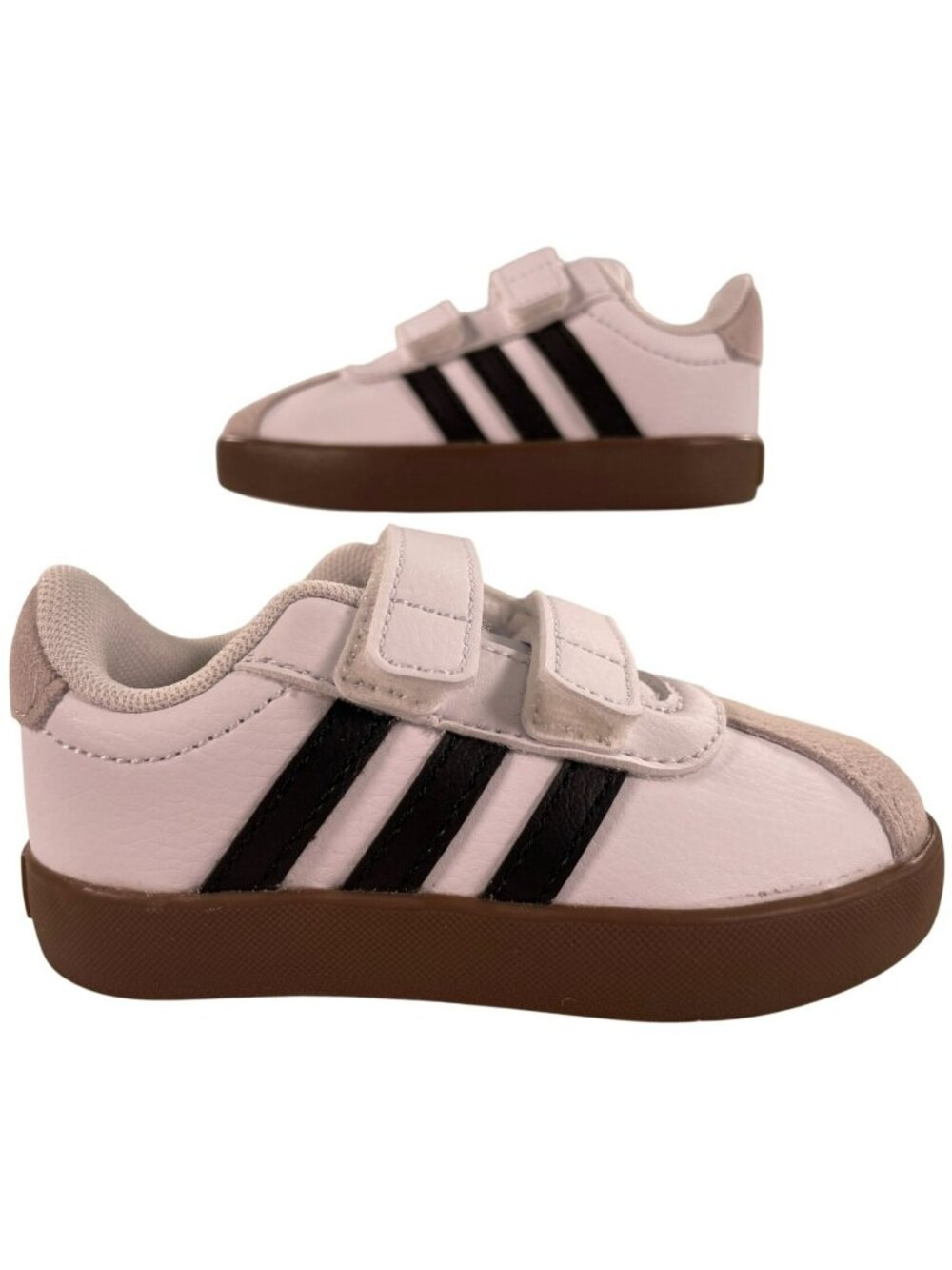 Adidas Kids VL Court 3.0 CF I Sneakers White/Black/Gum Velcro Strap Size 6K NEW
